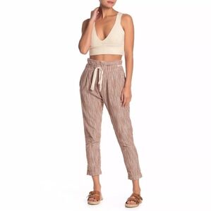 Free People Light At Sunrise Striped Cropped Drawstring Waist Pants